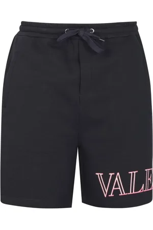 VALENTINO Navy Jersey Shorts with Neon Branding
