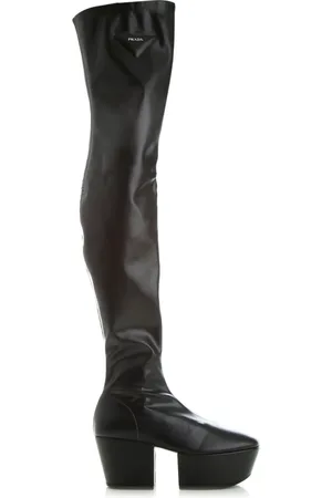 Prada Over-knee Boots, female, , 5 1/2 UK, Leather Platform Ankle Boots