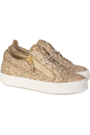 Giuseppe Zanotti Sneakers, female, , 2 UK, Gold Glitter Low-top Trainers