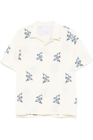 Paul Smith Short Sleeve Shirts, male, , XL, White Cuban Collar Shirt