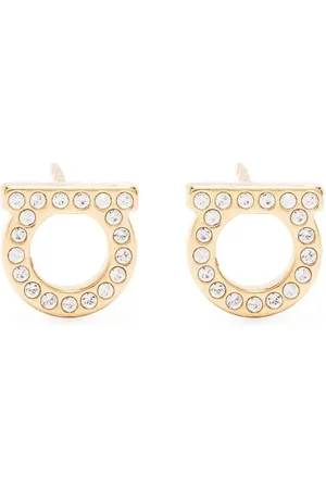 Salvatore Ferragamo Earrings, female, , ONE SIZE, Crystal Gancini Stud Earrings