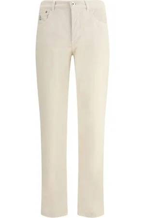 Brunello Cucinelli Straight Trousers, male, , XL, Corduroy Trousers with Logoed Leather Patch