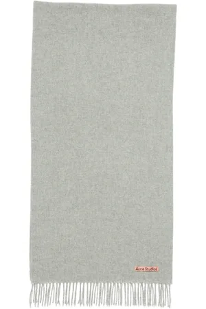 Acne Studios Winter Scarves, unisex, , ONE SIZE, Grey Wool Scarf with Fringes