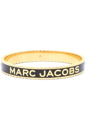 Marc Jacobs Bracelets, female, , ONE SIZE, Medallion Bangle Bracelet Black/Gold Logo