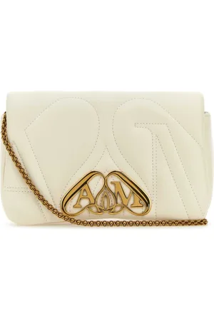 Alexander McQueen Ivory Leather Mini Seal Clutch