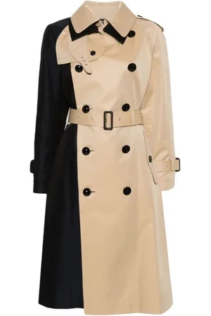 SACAI Black Cotton Blend Asymmetric Coat