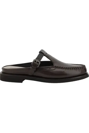 Brunello Cucinelli Leather Mules with Buckle Detail