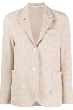 Harris Wharf London Blazers, female, , XS, White V-Neck Cotton Blend Jacket