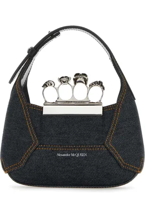 Alexander McQueen Denim Jewelled Hobo Handbag
