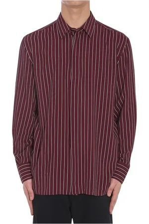 Saint Laurent Casual Shirts, male, , L, Bordeaux Button-Up Shirt