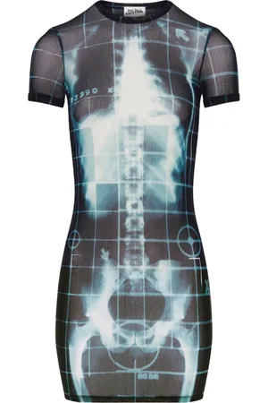 Jean Paul Gaultier Squeletor Print Crew Neck Dress