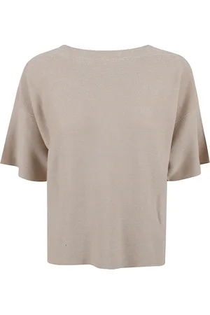 Fabiana Filippi Round-neck Knitwear, female, , XS, Elegant Sand Shirts for Women