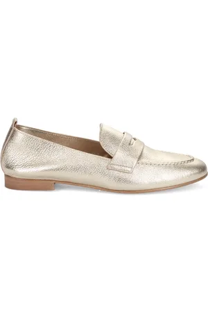 SANGIORGIO Golden Leather Moccasin Shoes