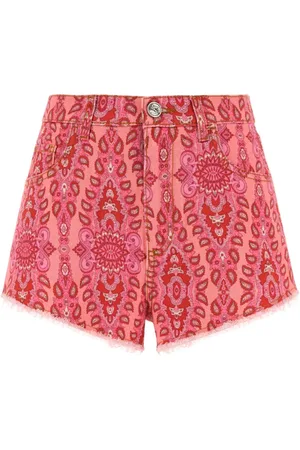 Etro Printed Denim Stretch Shorts