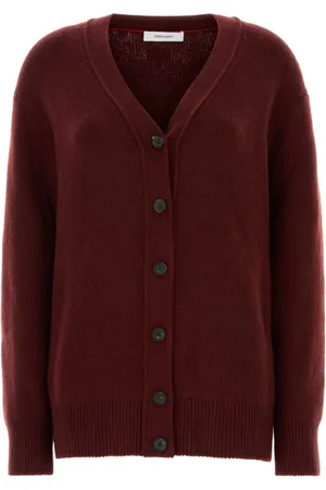 Salvatore Ferragamo Luxury Burgundy Cashmere Blend Cardigan