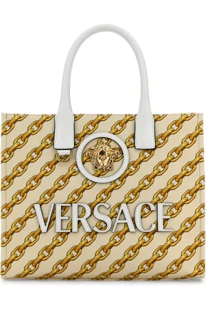 VERSACE Stripes Chain Shopping Bag