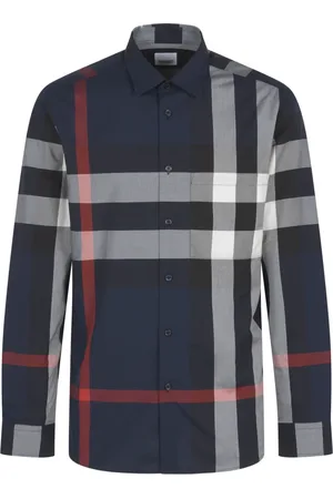 Burberry Casual Shirts, male, , XL, Checkered Slim Fit Cotton Shirt