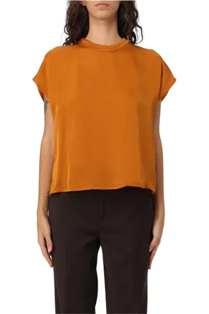 Twin-Set Blouses, female, , M, Short Sleeve V-Neck Blouse