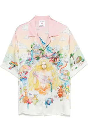 Casablanca Short Sleeve Shirts, male, , L, Silk Pink Shirt with Classic Collar