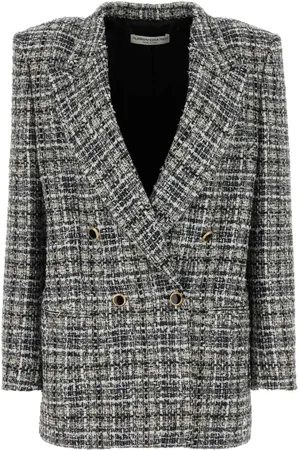 Alessandra Rich Embroidered Tweed Oversize Blazer