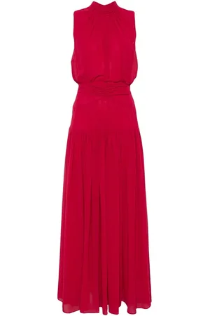 Diane von Furstenberg Gowns, female, , L, Georgette Crepe Dress with Pleat Detailing