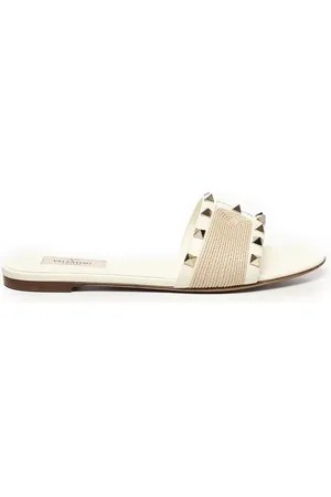 VALENTINO GARAVANI Studded Ivory Sandals Almond Toe