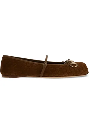 Gucci Ballerinas, female, , 8 UK, Leather Flat Shoes with Signature Detail