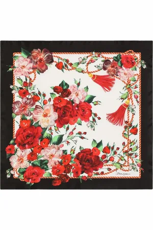 Dolce & Gabbana Silky Scarves, female, , ONE SIZE, Floral Print Silk Scarf Square Shape