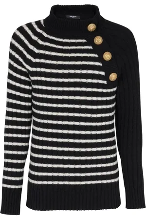 Balmain Cashmere Striped Jumper White