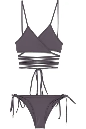 The Attico Bikinis, female, , L, Grey Beluga Beachwear Overlapping Panel