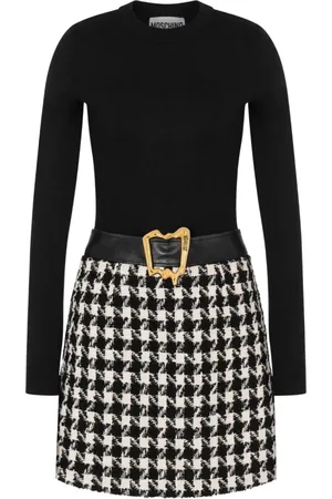Moschino Chic Houndstooth Dress Bianco Aw23