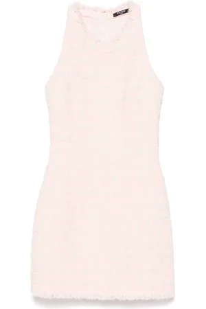 Balmain Bubblegum Dress with Frayed Edge