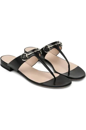 Gucci Leather Flat Sandals Horsebit Detail
