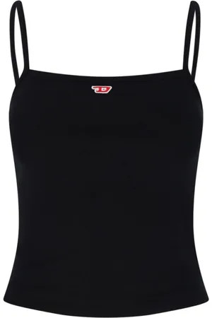 Diesel Sleeveless Tops, female, , M, Ribbed Tank Top with Thin Straps