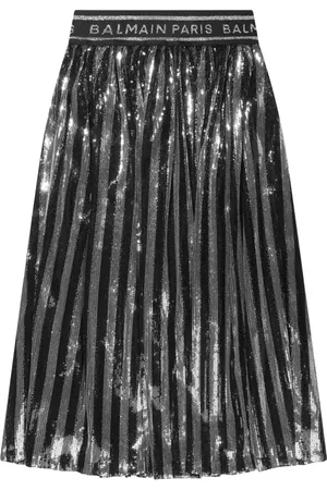 Balmain Silver Pleated Skirt for Girls