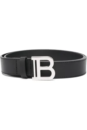 Balmain Kids Leather Belt with Logo Buckle
