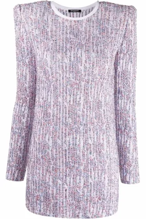 Balmain White Mini Dress Polyester Viscose