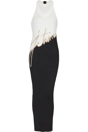 Balmain Midi Dress with Logo Intarsia