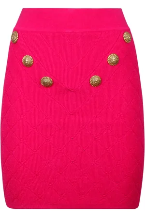 Balmain Fuchsia Diamond Pattern Knit Skirt
