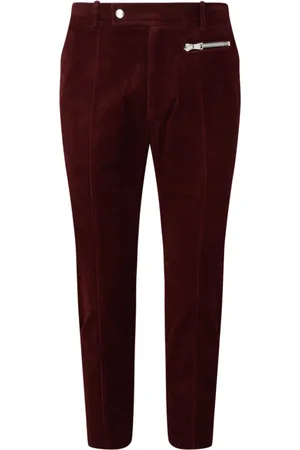 Balmain Bordeaux Cotton Suede Cropped Trousers