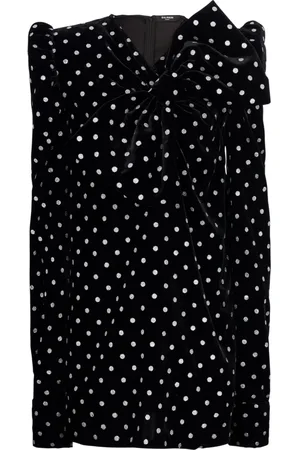 Balmain Short dress with a large bow and glitter polka dots