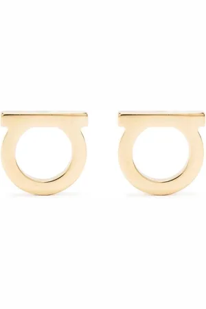 Salvatore Ferragamo Earrings, female, , ONE SIZE, Gancini Plaque Stud Earrings