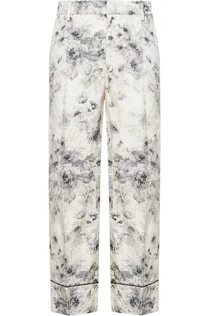 Nº21 Straight Trousers, female, , 3XL, White Floral Print Straight-Leg Trousers