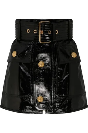 Balmain Belted Leather Miniskirt