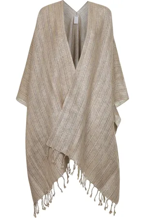 Brunello Cucinelli Capes, female, , ONE SIZE, Linen Kimono Jacket with Fringes