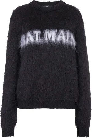 Balmain Logo Mohair Pullover Round Neck