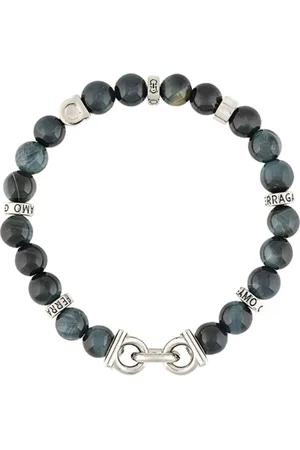 Salvatore Ferragamo Navy and Silver Gancini Bracelet