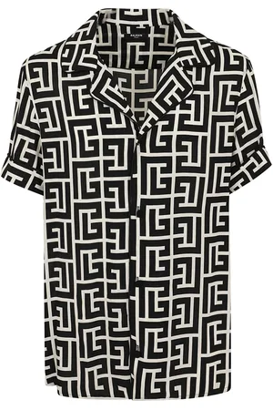 Balmain Monogram Pyjama Shirt in Ivory and