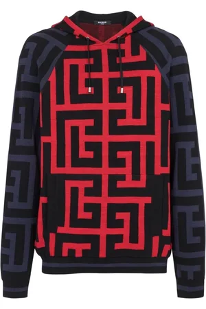 Balmain Monogram Multicolour Wool Linen Hoodie