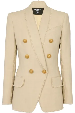 Balmain Casual Linen Blazer with Shawl Collar